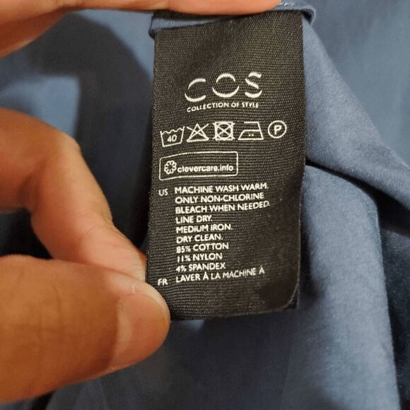 COS Women's Blue Asymmetrical Hem Knee Lenght Sleeveless Dress 2 - Picture 4 of 6